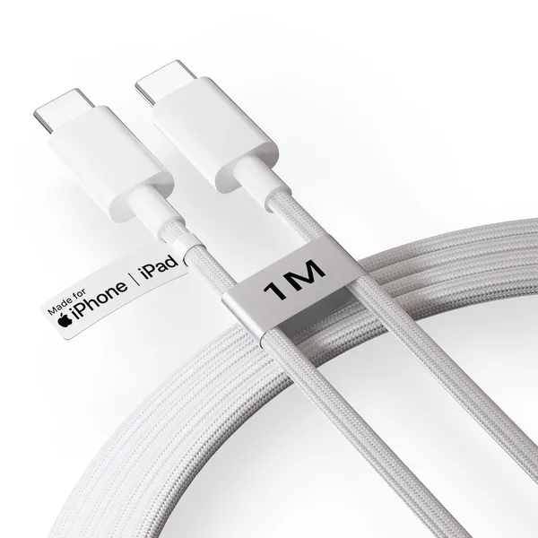 White_Nylon_Braided_Usb-C_To_Lightning_Mfi_Charging_Cable