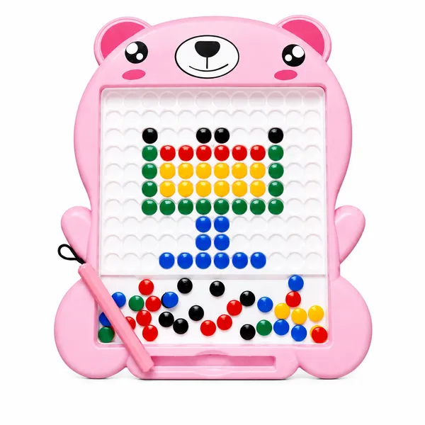 Mqgnetic_Pink_Bear_Bead_Art_Activity_Board_For_Kids