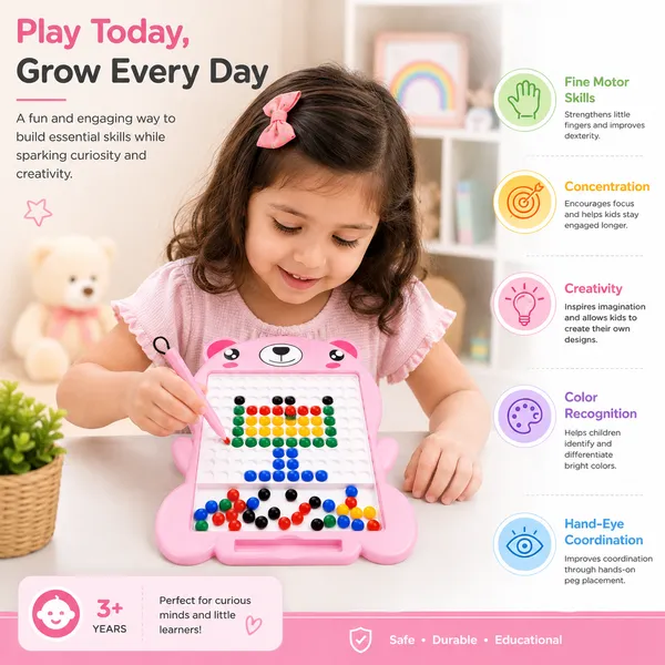 Mqgnetic_Pink_Bear_Bead_Art_Activity_Board_For_Kids