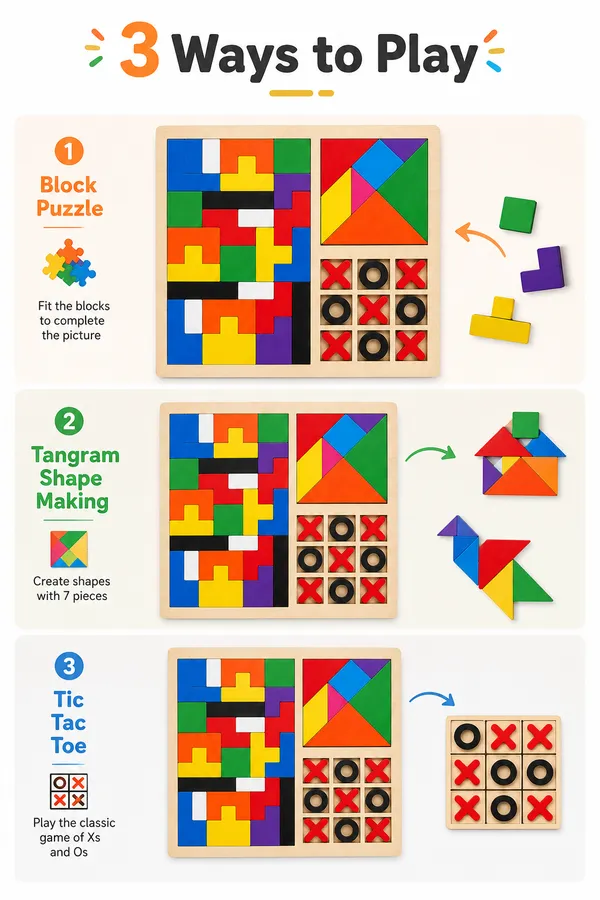 3-in-1_Wooden_Puzzle_Board__For_Kids|_Tangram,_Block_Puzzle_&_Tic_Tac_Toe