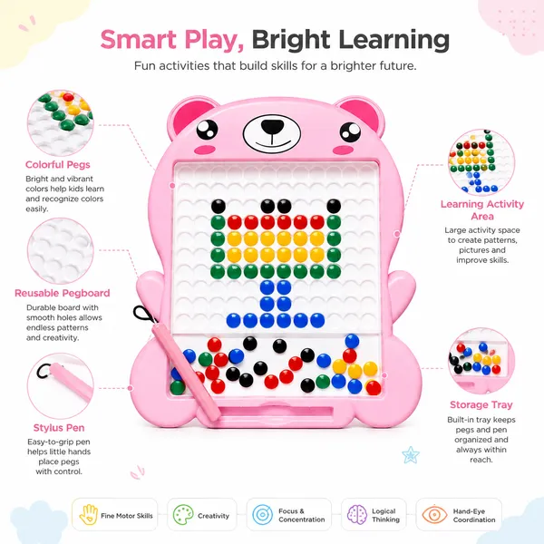 Mqgnetic_Pink_Bear_Bead_Art_Activity_Board_For_Kids
