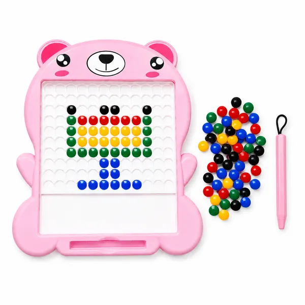Mqgnetic_Pink_Bear_Bead_Art_Activity_Board_For_Kids