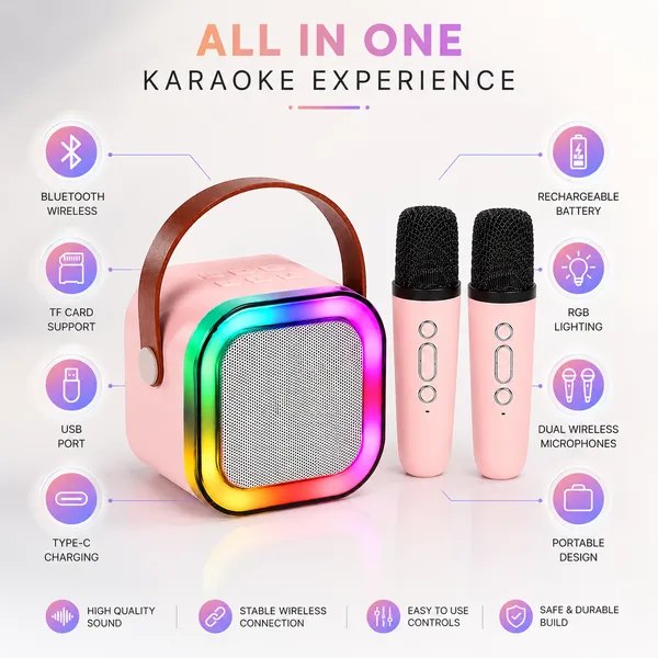 Portable_Bluetooth_Karaoke_Speaker_with_2_Wireless_Mics_For_Kids