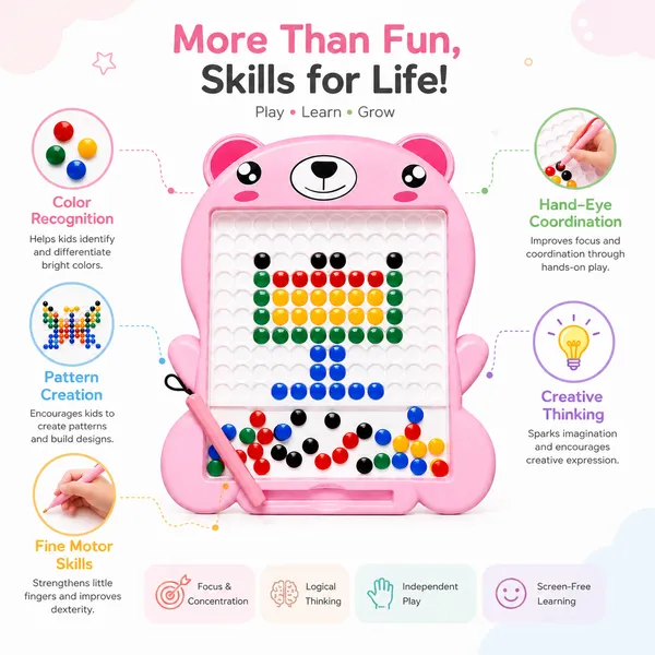 Mqgnetic_Pink_Bear_Bead_Art_Activity_Board_For_Kids