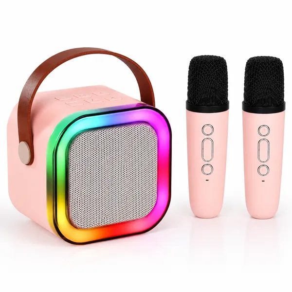 Portable_Bluetooth_Karaoke_Speaker_with_2_Wireless_Mics_For_Kids