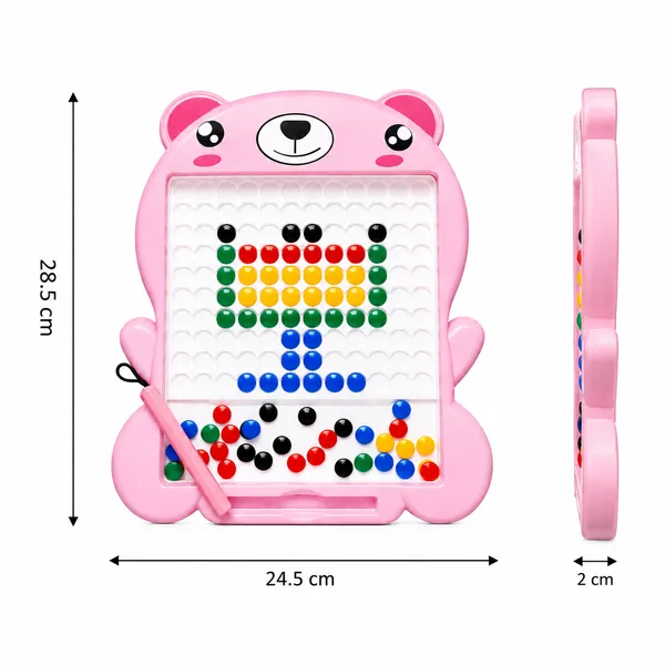 Mqgnetic_Pink_Bear_Bead_Art_Activity_Board_For_Kids