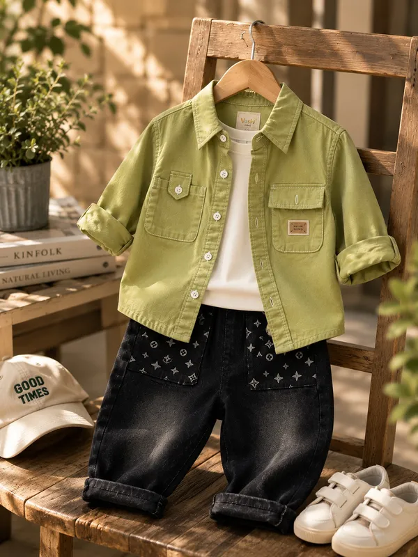 Green_And_Black_Premium_And_Elegant_Cotton_2_Pc_Set_For_Boys