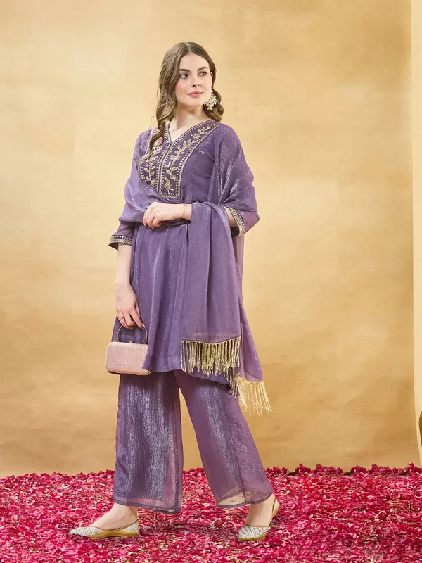 Purple_Textured_Embroidered_Kurta_Set_for_Women