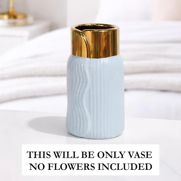 Ribbed_Ceramic_Premium_Vase_With_Gold_Rim_For_Home_Decor