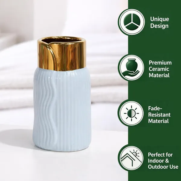 Ribbed_Ceramic_Premium_Vase_With_Gold_Rim_For_Home_Decor
