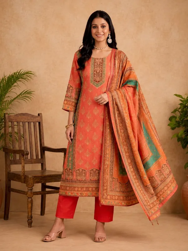 Orange_Printed_Straight_Kurta_Set_for_Women