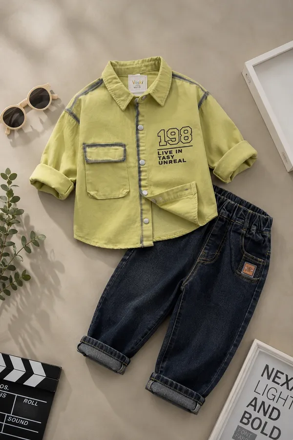 Lemon_Green_Premium_And_Elegant_Cotton_2_Pc_Set_For_Boys