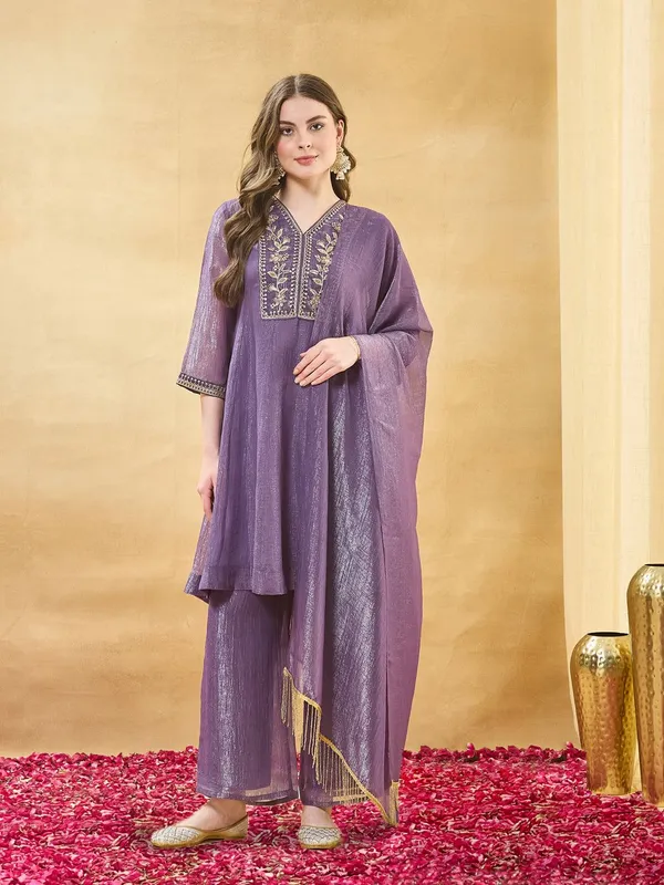 Purple_Textured_Embroidered_Kurta_Set_for_Women