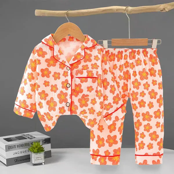 Cream_And_Orange_Premium_And_Elegant_Pure_Muslin_Night_Dress_For_Babies