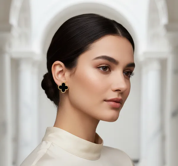 Black_Clover_Stud_Earrings_For_Women_|_Gold-Tone_Lucky_Alhambra_Inspired_Earrings_-_Pack_Of_2