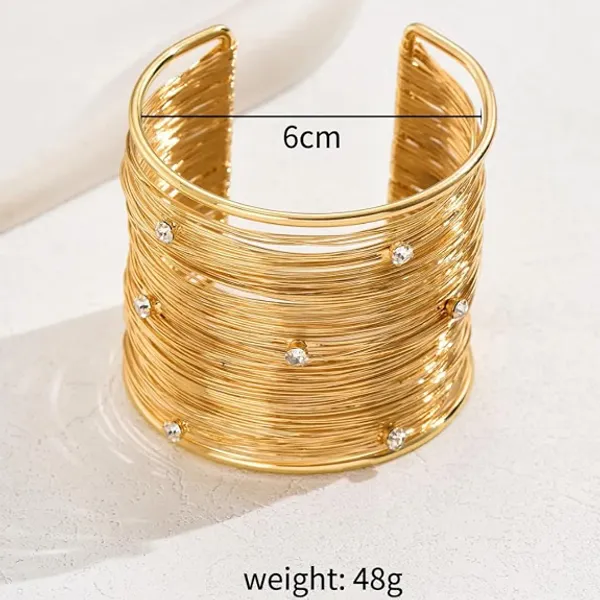 COMBO_:_Premium_Gold-Plated_Full_Set_Wire_Cuff_Bracelet_and_V_Ring