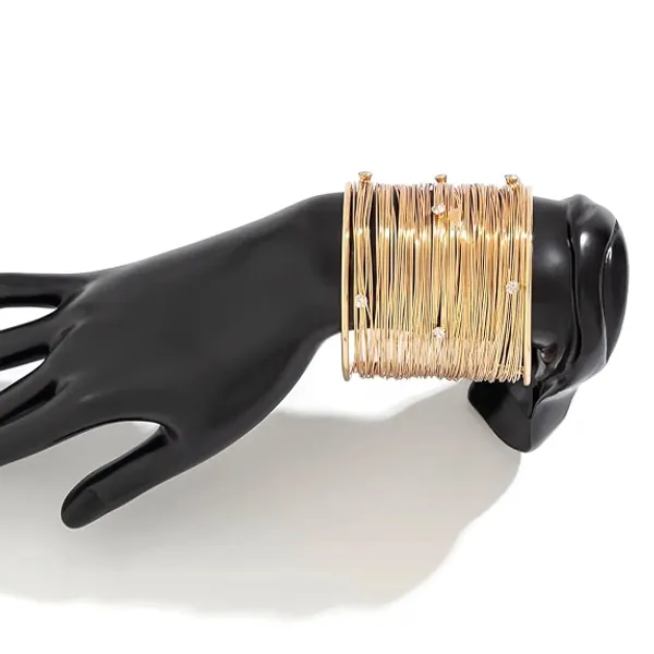 COMBO_:_Premium_Gold-Plated_Full_Set_Wire_Cuff_Bracelet_and_V_Ring