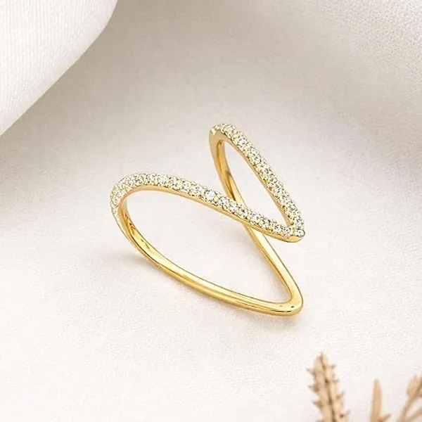 COMBO_:_Premium_Gold-Plated_Full_Set_Wire_Cuff_Bracelet_and_V_Ring