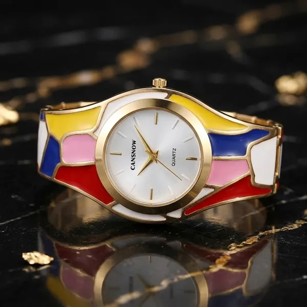 Color_Block_Enamel_Bracelet_Watch_for_Women_|_Gold-Plated_Designer_Cuff_Watch