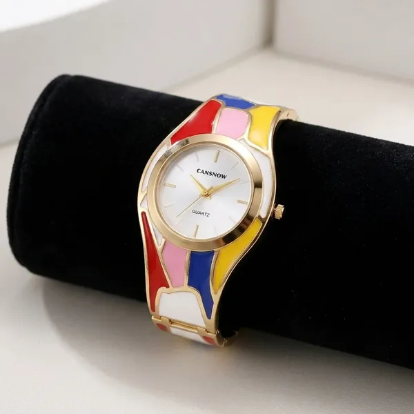 Color_Block_Enamel_Bracelet_Watch_for_Women_|_Gold-Plated_Designer_Cuff_Watch