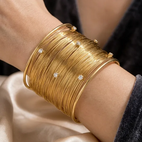 Gold-Plated_Bracelet_Multi-Wire_Statement_Cuff