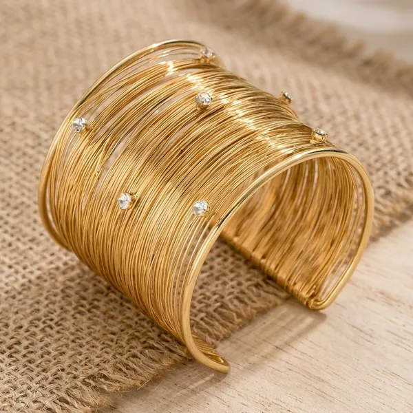 Gold-Plated_Bracelet_Multi-Wire_Statement_Cuff