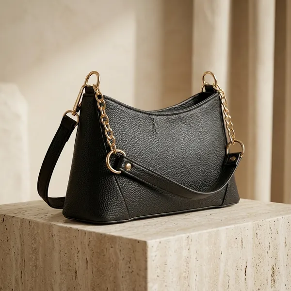 Nimi_House_Black_Shoulder_Handbag_for_Women_|_Gold_Chain_Detail