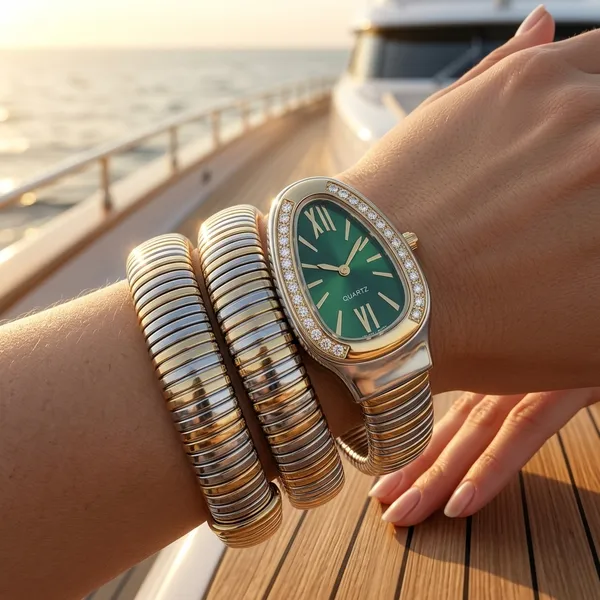 Nimi_House_Green_Dial_Two_Tone_Bracelet_Watch_for_Women_Serpentine_Watch