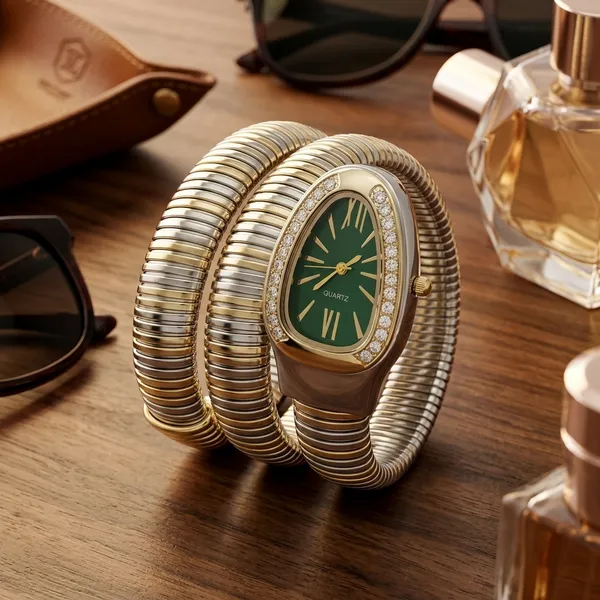 Nimi_House_Green_Dial_Two_Tone_Bracelet_Watch_for_Women_Serpentine_Watch
