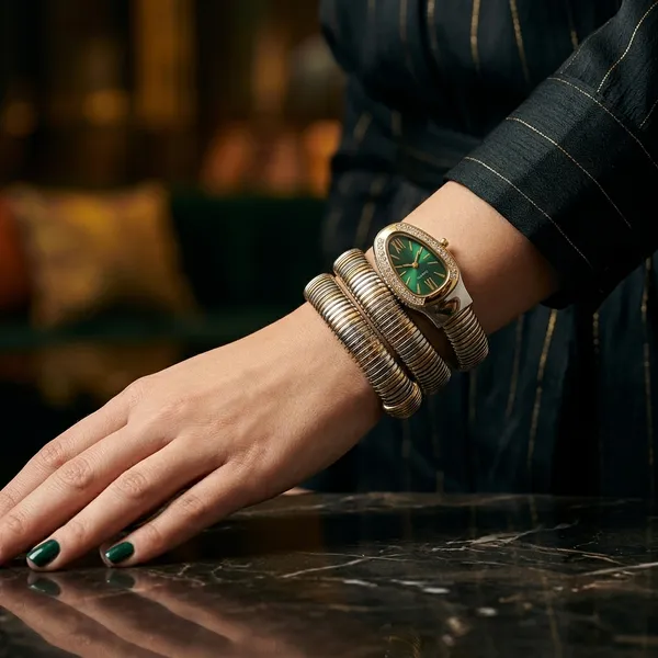Nimi_House_Green_Dial_Two_Tone_Bracelet_Watch_for_Women_Serpentine_Watch