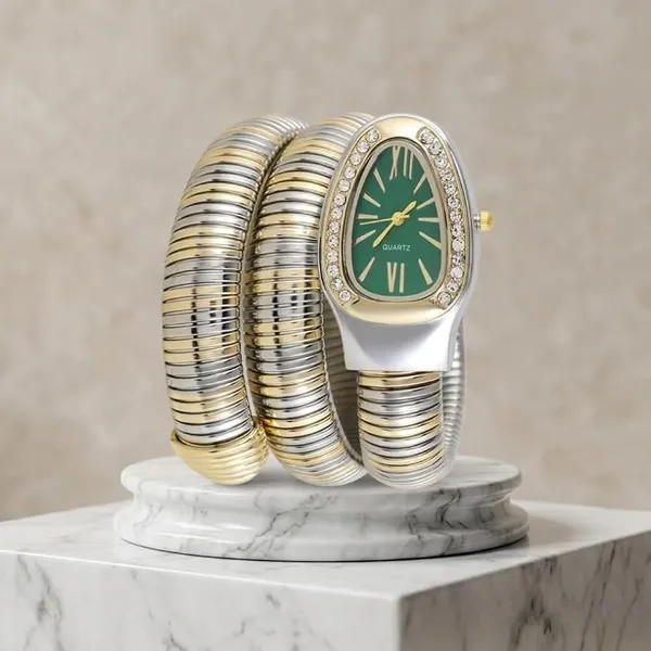 Nimi_House_Green_Dial_Two_Tone_Bracelet_Watch_for_Women_Serpentine_Watch