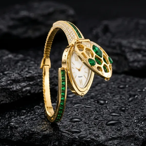 Nimi_House_Luxury_Hidden_Dial_Crystal_Bracelet_Watch_For_Women_|_Gold_Plated_Bangle_Watch_|_Quartz_Analog_Fashion_Watch_|_Party,_Wedding_&_Gift_Wear-Green