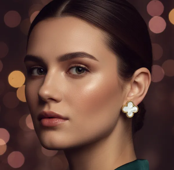 White_Mother_Of_Pearl_Clover_Stud_Earrings_|_Gold-Tone_Lucky_Floral_Earrings_For_Women_-_Pack_Of_2