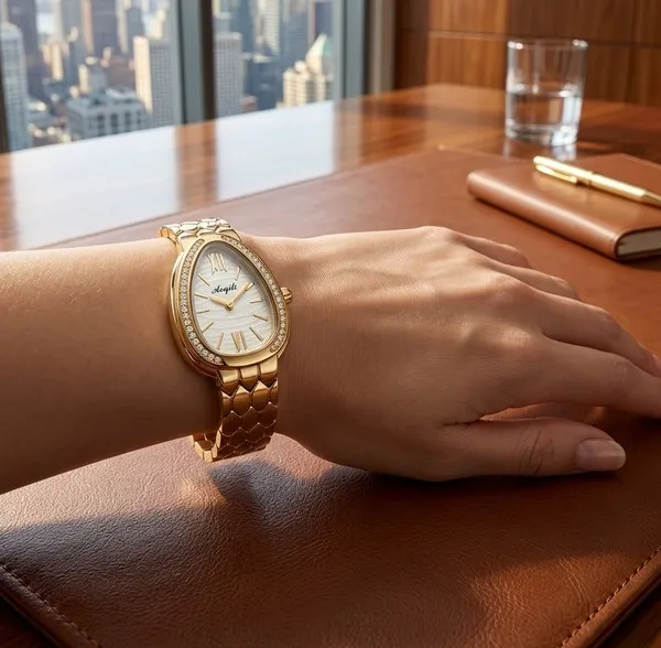 Nimi_House_Imperial_Oval_Crystal_Gold_Bracelet_Watch_For_Women