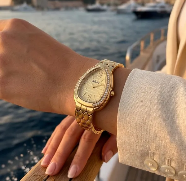 Nimi_House_Imperial_Oval_Crystal_Gold_Bracelet_Watch_For_Women