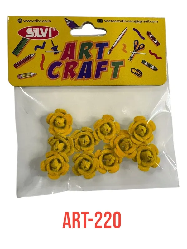 Yellow_Layered_Flower_Craft_Embellishments_Pack_Pack_of_8