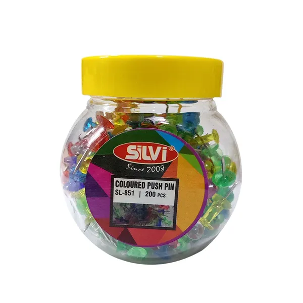 Silvi_Multicolour_Plastic_&_Metal_Push_Pins_200_Pieces_Pack_of_3