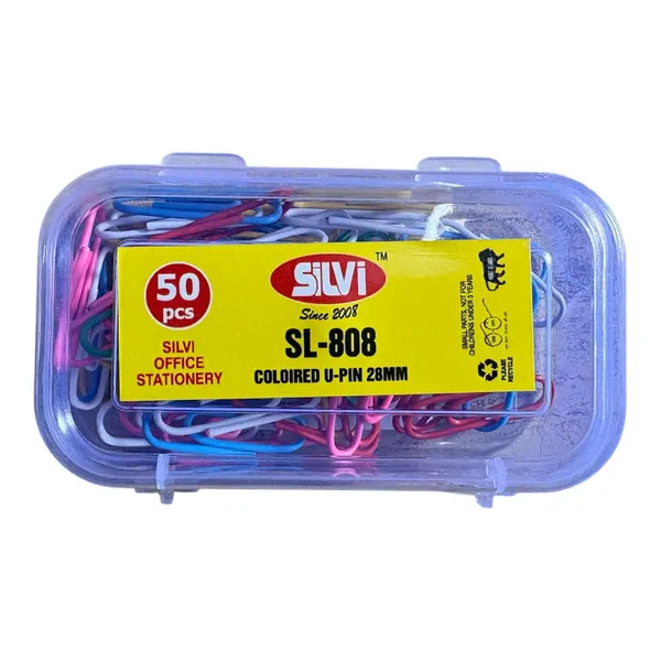 Silvi_Sl-808_Coloured_Metal_U-Pins_28Mm_50_Pieces_Pack_of_8