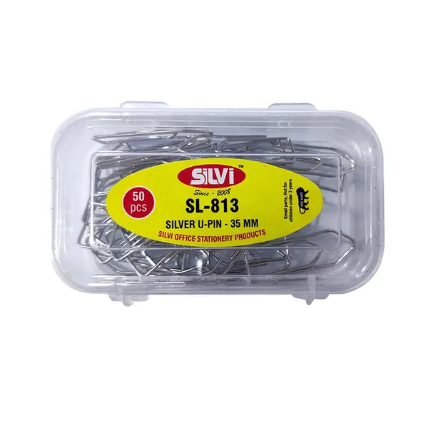 Silvi_Silver_Metal_U-Pins_35Mm_50_Pieces_Pack_of_8