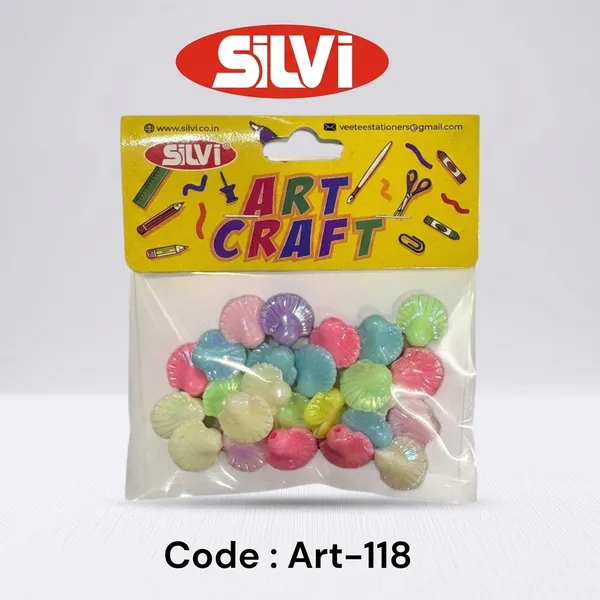 Silvi_Multicolour_Shell_Shaped_Ridged_Craft_Embellishments_Pack_Pack_of_8