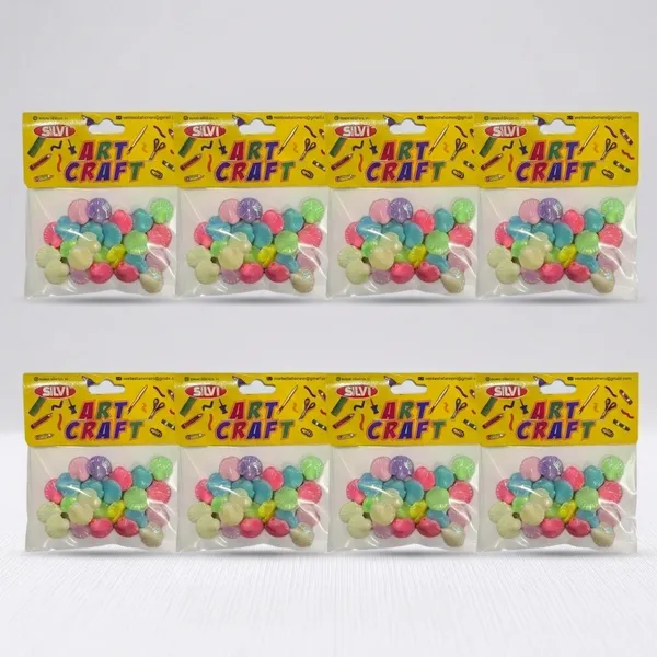 Silvi_Multicolour_Shell_Shaped_Ridged_Craft_Embellishments_Pack_Pack_of_8