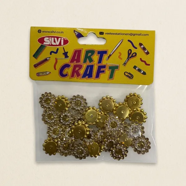 Silvi_Gold_Tone_Rhinestone_Floral_Craft_Embellishments_Pack_Pack_of_8