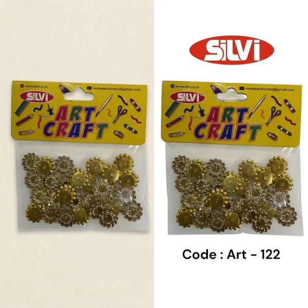 Silvi_Gold_Tone_Rhinestone_Floral_Craft_Embellishments_Pack_Pack_of_8