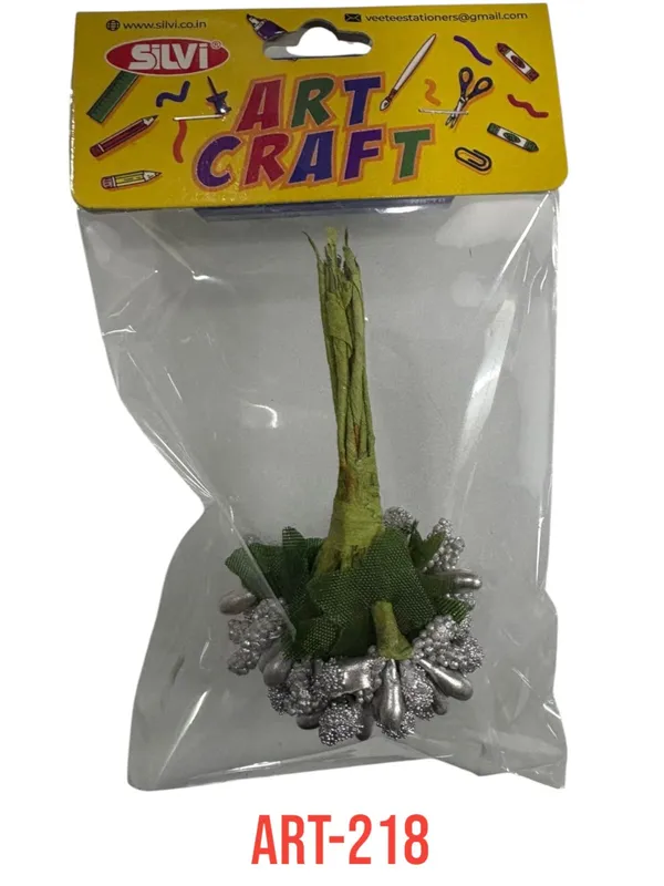 Plastic_Decorative_Green_Silver_Craft_Stem_Pack_of_8