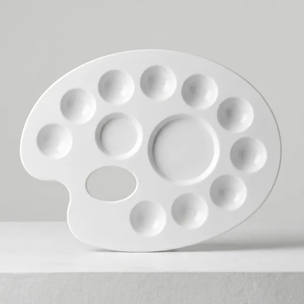 Silvi_White_Plastic_Oval_Paint_Palette_With_Thumb_Hole_Pack_of_6