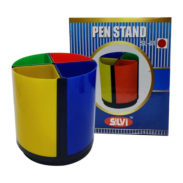 Silvi_Multicolour_Plastic_Four-Section_Pen_Stand_Pack_of_2