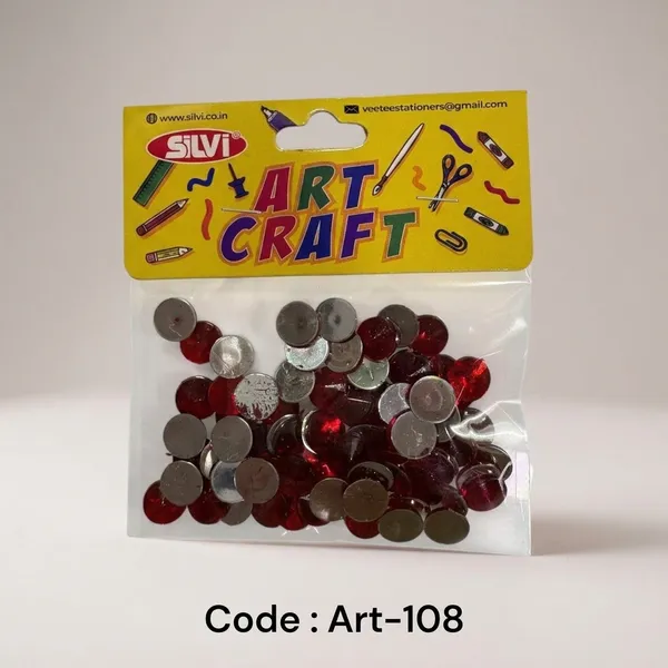 Silvi_Red_Silver_Metallic_Round_Plastic_Craft_Sequins_Pack_of_8