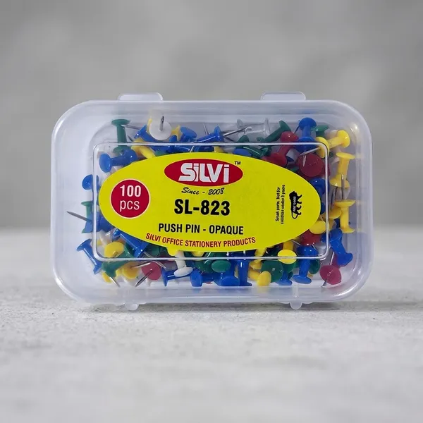 Silvi_Sl-823_Multicolour_Push_Pins_100_Pieces_Pack_of_5