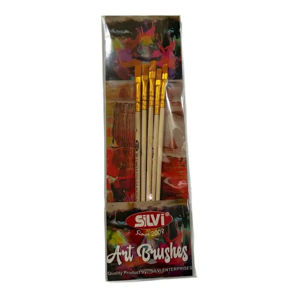 Silvi_Wooden_Handle_Art_Brush_Set_Of_5_For_Artists_Pack_of_4