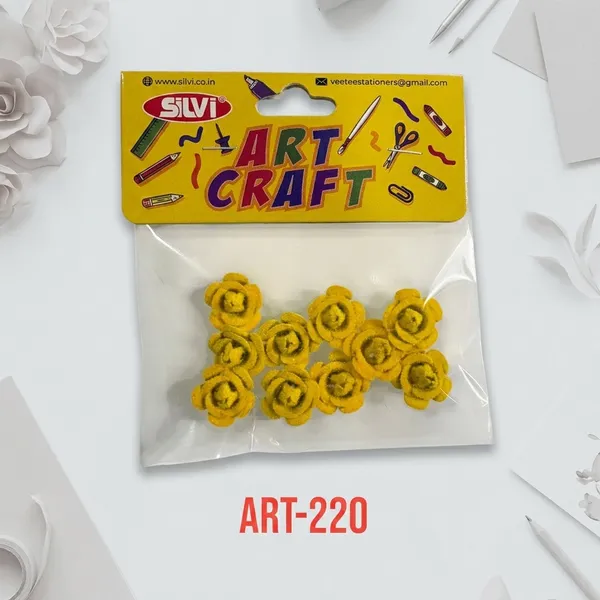 Yellow_Layered_Flower_Craft_Embellishments_Pack_Pack_of_8